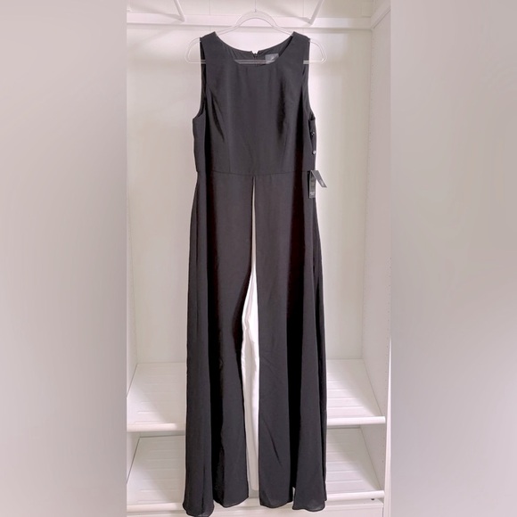 Adrianna Papell Black and White Colorblock Sleeveless Overlay Jumpsuit - Picture 2 of 4